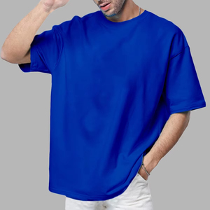 เสื้อยืดโอเวอร์ไซส์ทรงครอป ผ้าคอตตอน ตกแต่งโลโก้ตามสั่ง สำหรับผู้ชาย ทรงหลวมไหล่ตก - Product Image 3