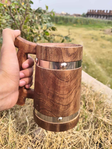 Classic Handmade Polished Wooden Beer & Tea Mug Eco-Friendly Love Design 500ml Capacity High Quality <b>Gift</b> <b>Box</b> Packaging India - Product Image 6