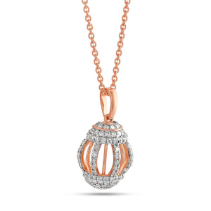 Collar con Colgante de Diamante en Forma de Esfera Encerrada en Oro Rosa - Product Image 3