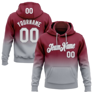 Sweat-shirt à capuche sportif tendance, nouveau design, sur mesure, dégradé cramoisie-blanc-gris, vente en gros directe pour l'industrie - Product Image 1