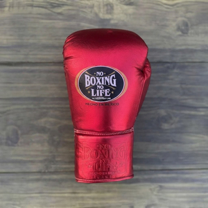 Guantes de Boxeo Profesionales de Cuero Rojo con Cordones, Estilo No Boxing No Life, Transpirables, para Entrenamiento y Sparring de Adultos - Product Image 5