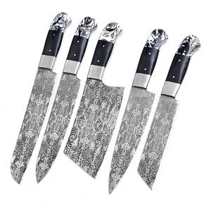 Juego de Cuchillos de Cocina Profesionales de Acero de Damasco, Hechos a Mano, con Hoja de Acero y Mango de Madera, Producto en Oferta a Bajo Precio - Product Image 2