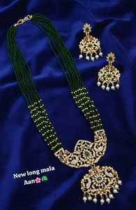 Wholesale High Quality Vintage Brass Gold Plated Crystal Women's Wedding Jewelry <b>Set</b> Long Mala Necklace Earrings Certified - Product Image 3