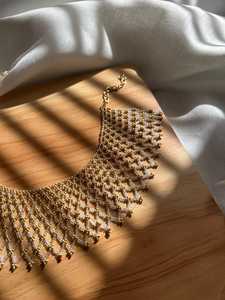 Collier ras du cou brodé de perles de verre faites à la main, style élégant UO, bijoux fantaisie pour mariée, soirée, Inde - Product Image 2