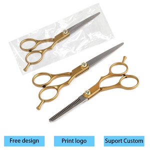 Ciseaux de coiffure professionnels pour la coupe et l'éclaircissement des cheveux, pour droitiers, en acier inoxydable doré, 6 pouces, ciseaux de barbier - Product Image 4