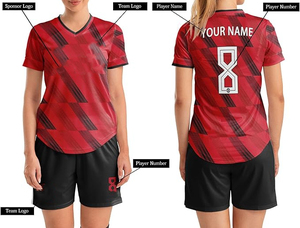Maillots de football pour femmes de qualité supérieure, ensembles d'uniformes de football, 100% polyester extensible, séchage rapide, uniformes de football personnalisés avec le nom de l'équipe - Product Image 2