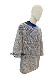 Gilet de mailles médiéval en aluminium à manches courtes, anneaux rivetés de 10 mm, pour reconstitution historique, armure, costume fait main - Product Image 4