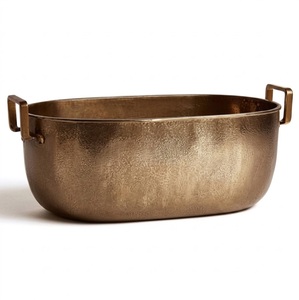 Trending 2026 Design Round Hammered Gold Metal Ice Bucket with Handles Handmade Glam Party Decor Beverage Cooler - Product Image 2