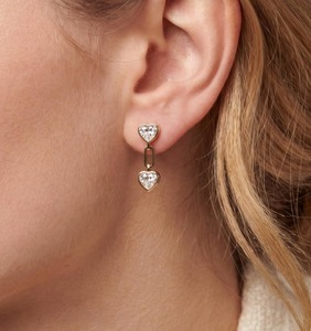 Romantic 2.95 ctw Heart Cut Lab Grown Diamond Bezel Set Paperclip Earrings 18K Yellow Gold - Product Image 6