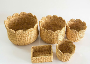 Panier de rangement multifonctionnel artisanal en jacinthe d'eau, écologique et moderne, pour salle de bain, placard, chambre d'enfant - Product Image 4