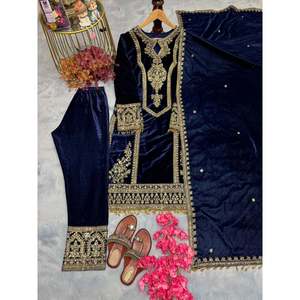 Top de fiesta de mujer de diseñador y conjunto Dupatta elegante Plazzo con hermosos adornos - Product Image 2