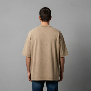 Camiseta de Hombre Oversize de Algodón 100% Tejido, Ecológica, Transpirable, Sólida, 180g, Ajuste Holgado, Estampada, Estilo Hip Hop, Lavada, con Logotipo Personalizado OEM - Product Image 6