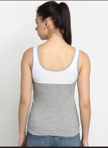 Camiseta sin mangas para mujer con bloques de color, cuello redondo, informal, transpirable, de punto, sin mangas, longitud regular, poliéster - Product Image 4