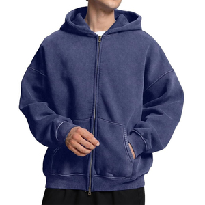 Meilleurs sweats à capuche en molleton délavé pour hommes, coupe classique personnalisée, style streetwear vintage, 100% coton, vert foncé, imperméable, automne, OEM - Product Image 2