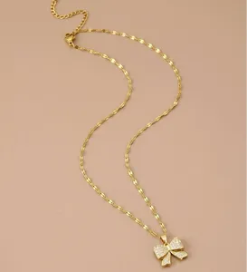 Round Cut Simulated Diamond Women's Stunning Bow Pendant 14K Yellow Gold Plated - Product Image 3