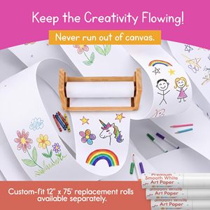 Dispenser per Rotoli di Carta da Disegno in Legno per Bambini, Supporto per Carta da Tavolo per Pittura, Colorazione, Artigianato e Attività Fai-da-Te - Product Image 5