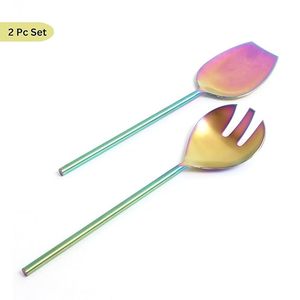 Rainbow <b>Mirror</b> Finish Serving Spoon Set Long Handle Modern Design Metal Utensils for Party Use - Product Image 2