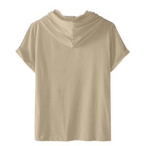 <b>Men's</b> <b>White</b> Short Sleeve Hoodie Pullover Solid Casual <b>Sweatshirt</b> with Drawstring Pocket - Product Image 5