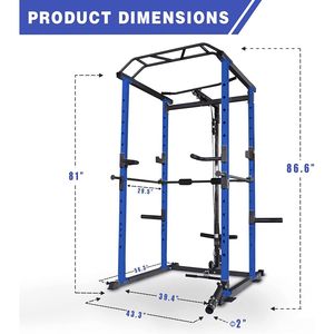Blu 1000Lbs capacità regolabile casa palestra sistema Multi-funzionale Power Cage Pullup Squat Rack Olympic Bar completo Fitness - Product Image 4