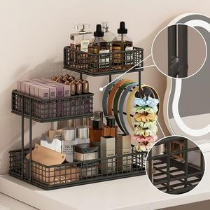 Étagère de rangement en métal noir à 3 niveaux avec paniers amovibles pour comptoir de cuisine - Product Image 4