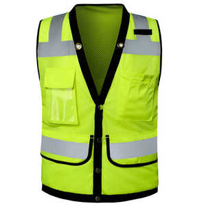 Patchwork High Visibility Custom Logo Men's Industrial Construction Surveyor Protective Reflective security Vest With Pockets - Product Image 1