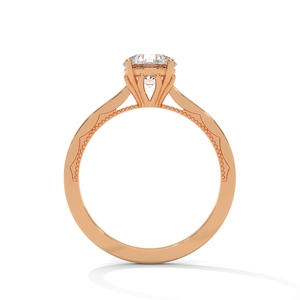 Bague de fiançailles solitaire ovale en or rose avec diamant, sertie de quatre griffes, pour femme - Product Image 3