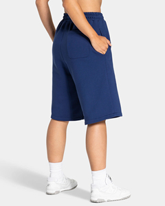 Shorts Bermuda Femme en Coton Premium 100% avec Logo Personnalisé DTF, Bleu Foncé, avec Passepoil, Longs - Product Image 2