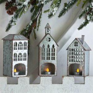 Modern Black Metal House Candle Holder Tall Iron Lantern Decorative Tea <b>Light</b> <b>T</b>-<b>Light</b> Holder for Home Tabletop Christmas Decor - Product Image 4