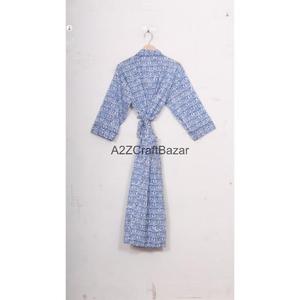 Kimono de Algodón Hecho a Mano con Estampado Floral, Ligero, para Verano, Spa, Baño, Estilo Casual, Largo hasta la Rodilla, para Dormir, Playa, Bikini - Product Image 1