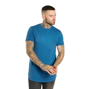 Camiseta OEM personalizada de estilo urbano, corte regular, dobladillo curvo, para hombre, ligera, manga corta, algodón ecológico, dobladillo curvo. - Product Image 3