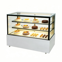 Vitrine Réfrigérée Commerciale à Angle Droit 3 Niveaux de 1,5 m pour Pâtisseries, Vitrine à Gâteaux en Verre Anti-Buée pour Boulangerie