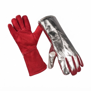 Guantes de Soldadura de Cuero Vacuno Aluminizado, Resistentes a la Abrasión, Retardantes de Llama, para Bomberos y Barbacoa - Product Image 3