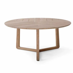 Table à manger sur piétement en teck massif, style minimaliste moderne, résistante à l'eau, écologique, fabriquée à la main pour usage commercial et résidentiel - Product Image 1