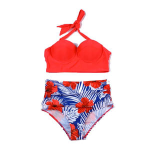 Conjunto de Bikini de Cintura Alta Island Escape con Estampados Florales Atrevidos y Traje de Baño de Playa con Ajuste Elástico Cómodo - Product Image 5