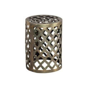 Antique Metal Cylinder <b>Stool</b> With Lattice Design Transitional Home Decor Living Room Furniture Handmade <b>Stools</b> On Sale - Product Image 1