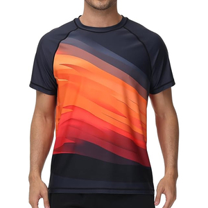 Wholesale Men Rash Guard Compression <b>T</b> Shirt Short Sleeve Swim Shirt UV Protection Custom Logo Supplier - Product Image 3
