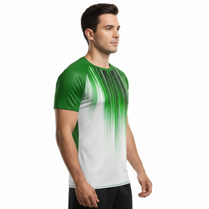 เสื้อคอมเพรสชั่นแขนยาวสีเขียวไล่เฉดสำหรับผู้ชาย UPF50+ ป้องกันแบคทีเรีย ระบายอากาศ แห้งเร็ว พิมพ์ลายแบบซับลิเมชั่น เสื้อกีฬา - Product Image 2