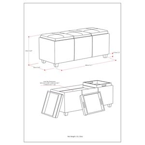 Avalon angosciato grigio Taupe Storage Ottoman elegante sgabello e mobili Ottoman - Product Image 6