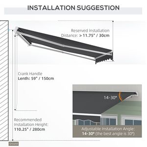 Tenda da Sole Elettrica Retrattile 3x2,4m con Protezione UV, Manovella Manuale e Telecomando per Terrazzo - Product Image 6
