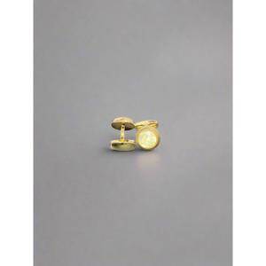 Gemelos elegantes de accesorios de ropa redondos chapados en oro blanco perla - Product Image 2