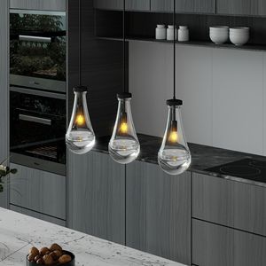 Lampadario Moderno a Goccia Nera, Lampada a Sospensione per Isola Cucina e Sala da Pranzo, Lampadario a Goccia - Product Image 4