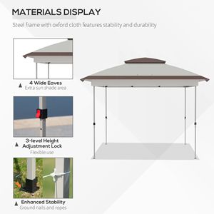 Tenda a Baldacchino Pop-up 3,6x3,6m Beige e Marrone con Rete e Borsa per il Trasporto, Riparo Solare Istantaneo con 12,7 m² di Ombra - Product Image 4