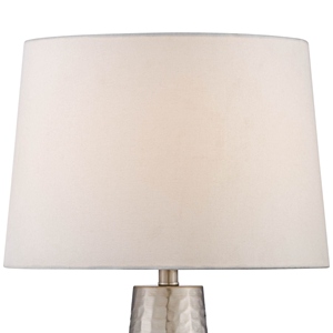 Hammered bronze <b>table</b> <b>lamp</b> set luxury textured metal <b>base</b> faux leather shade elegant bedside nightstand light home decor - Product Image 2