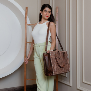 กระเป๋าหนังคาวเกิร์ลทำด้วยมือสำหรับผู้หญิงกระเป๋าหนังแท้แบบชาวตะวันตกสำหรับสะพายข้าง - Product Image 2