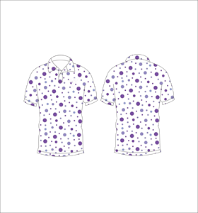 Polo pour homme à pois violets, personnalisable par sublimation, manches courtes, décontracté, respirant, léger, pour le golf - Product Image 3