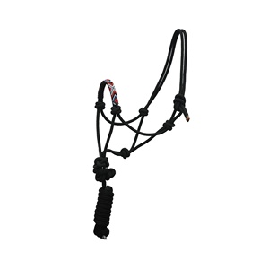 Nylon Black Braided Rope Horse Halter with Beaded Noseband & <b>Lead</b> Rope Adjustable Durable <b>Training</b> Halter OEM Bulk - Product Image 1