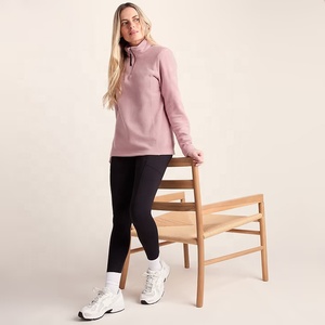 Pink Fleece Quarter Zip <b>Jacket</b> <b>Women</b> Long Sleeve Stand Collar Pullover Sweater <b>for</b> Winter Outdoor Wear - Product Image 4