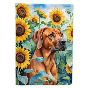 Drapeau de jardin multicolore Rhodesian Ridgeback Tournesols Artistique Patio Yard Banner for Mailbox & Flower Beds Decor Garden Size - Product Image 1