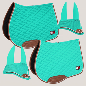 Ensemble de tapis de selle de dressage équin 2026, numnahs, couvertures pour chevaux, bandages/élastiques de polo assortis en soie matelassée par sublimation - Product Image 3