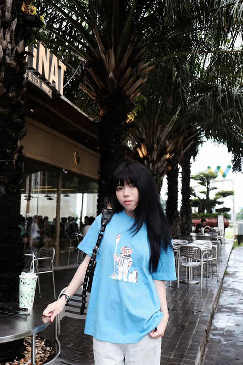 2025 Summer O-Neck T-Shirt for Women 100% Cotton 250 GSM Bear Printed Design Spandex Adult Size Hot Wholesale-A004 Polo T-Shirt